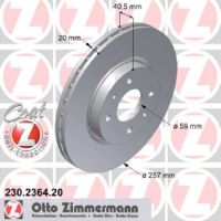 Disco freno anteriore Zimmermann rivestito in Zimmermann ventilato 257 mm Ø