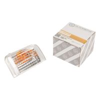 Cappuccio indicatore sinistro nello specchietto retrovisore per indicatori da 16 watt, con cappuccio arancione all'interno.