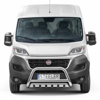 Barra di protezione frontale STEELER con lamiera comprensiva di kit di montaggio in acciaio inox lucidato